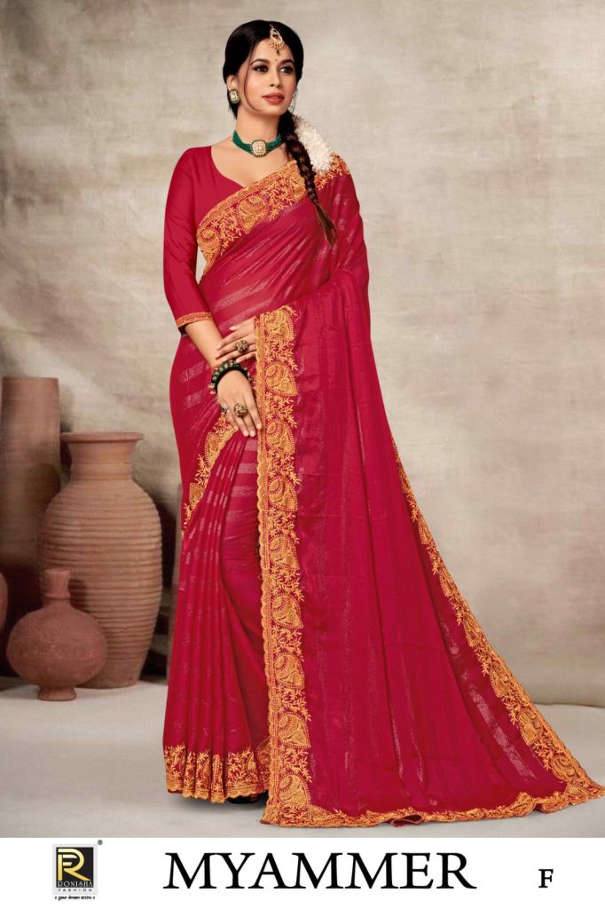 Ronisha Myammer Fancy Wear Silk Embroidery Saree Collection