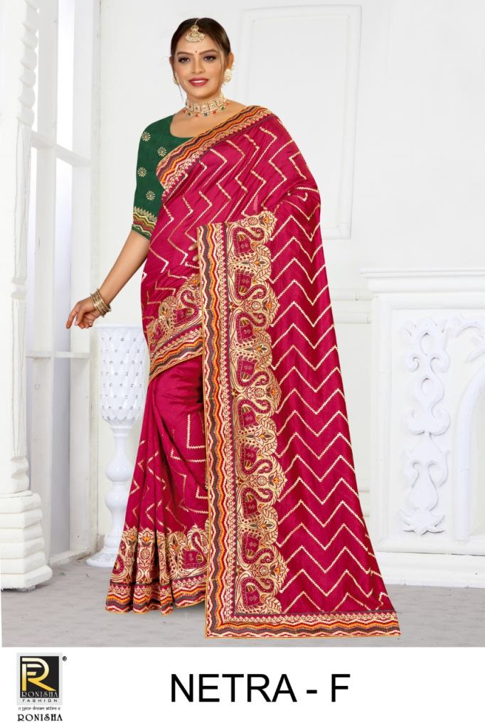 Ronisha Netra Festive Wear Vichitra Silk Fancy work Saree Collection