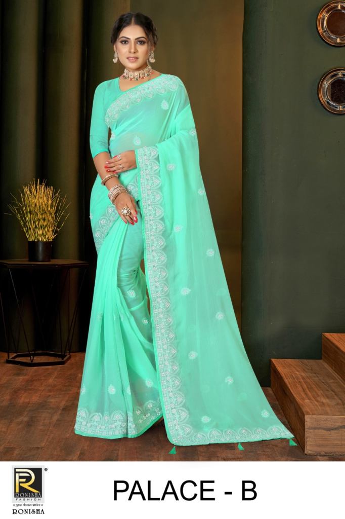 Ronisha Palace Chiffon Zarkhan Fancy work Saree Collection