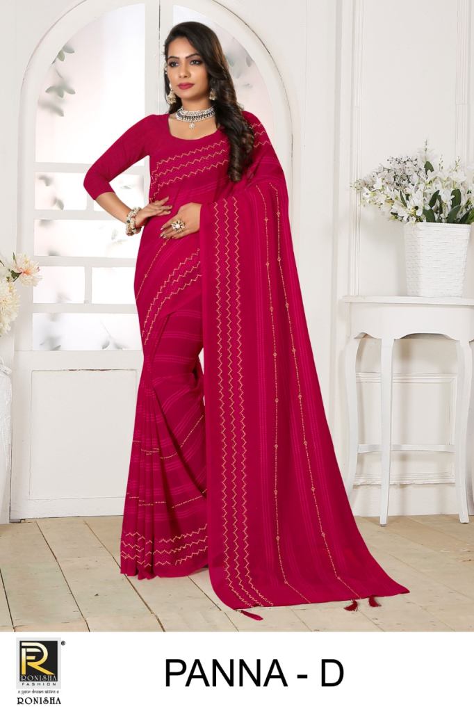 Ronisha Panna Georgette Embroidery Saree Collection 
