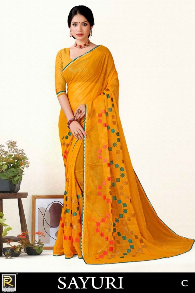 Ronisha Sayuri Festive Wear Chiffon Designer Sarees  collection 