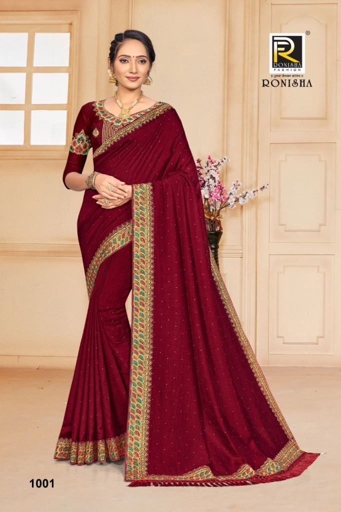 Ronisha Sindhuri Catalog Festive  Wear Vichitra Silk Sarees 