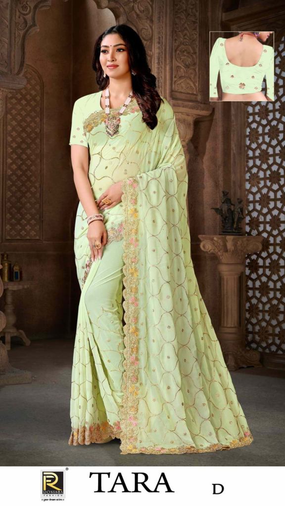 Ronisha Tara Designer Embroidery Georgette Saree Collection