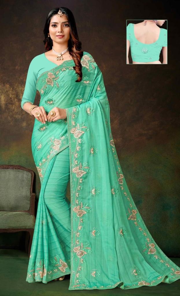 Ronisha Triveni Fancy Designer Embroidery Stone Work Saree Collection