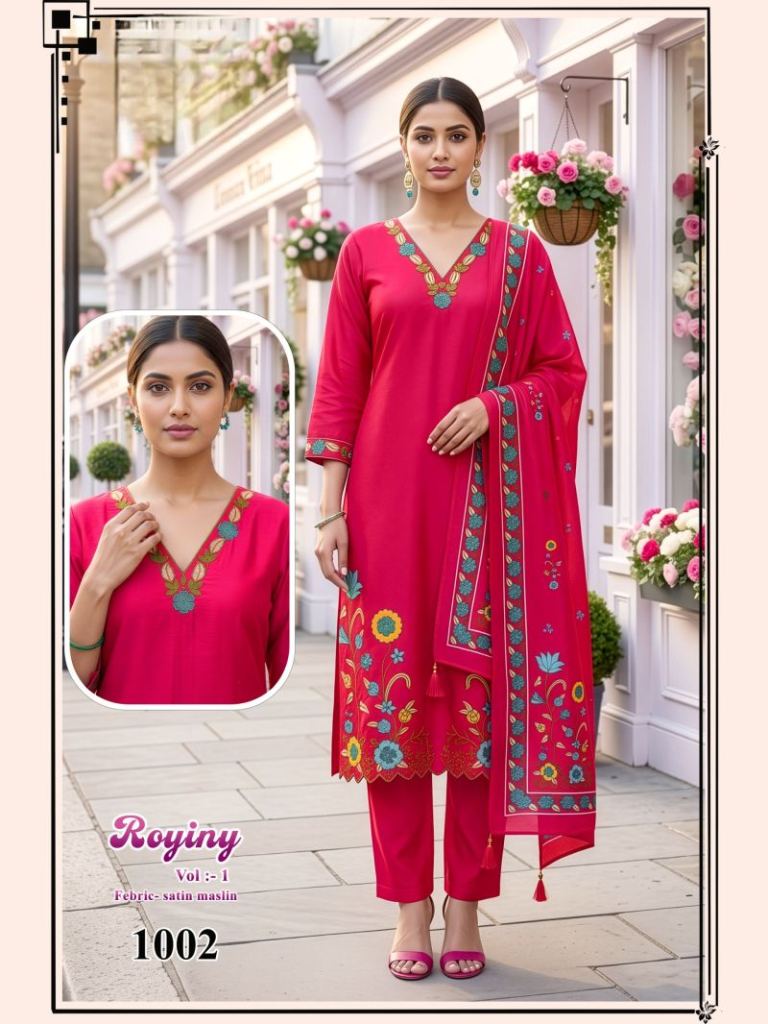 Royiny Vol 1 Embroidery Worked Kurti Set 