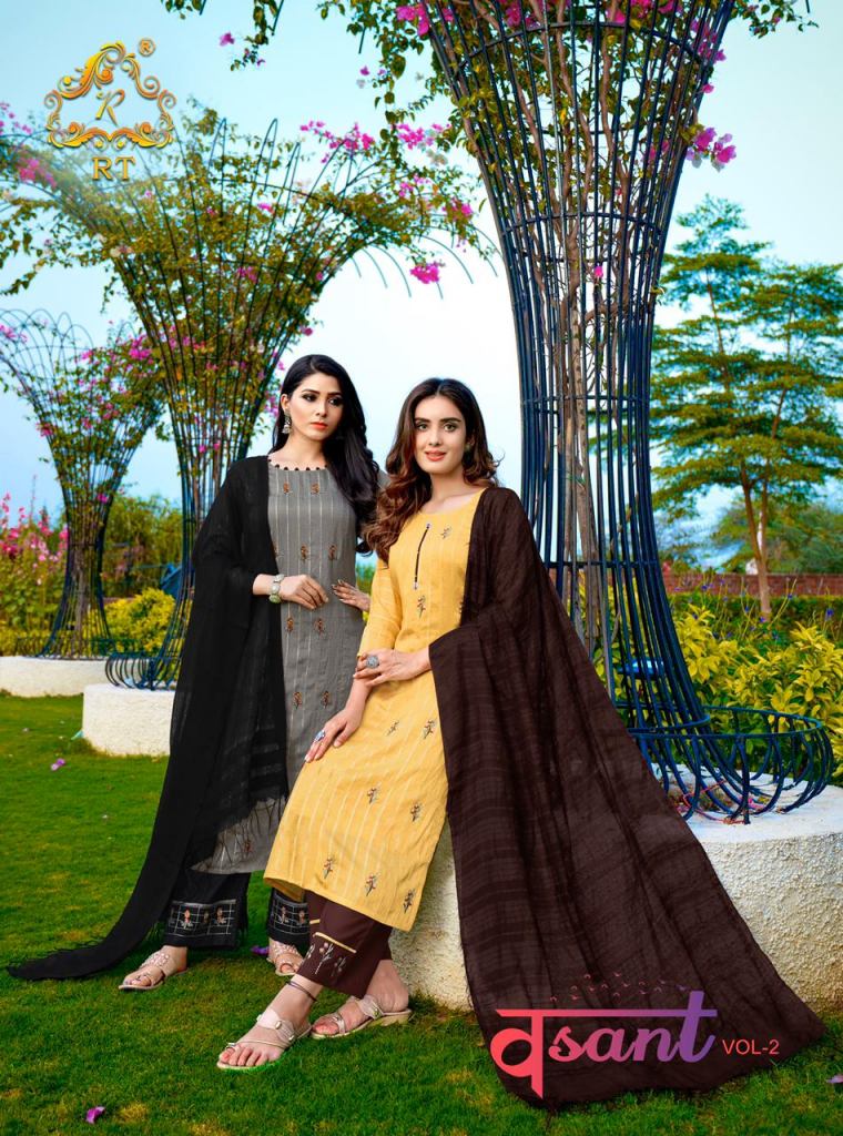 Rt Vasant vol 2 Kurti with bottom and dupatta (3 pieces) Buy Ladies Kurtis Wholesaler  