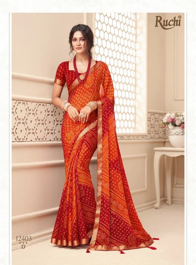 Ruchi Jalpari Hits Chiffon Bandhani Style Saree Collection 