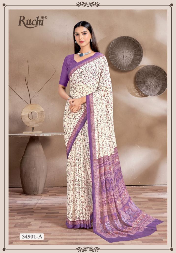 Ruchi Star Chiffon 161 Printed Casual Wear Saree