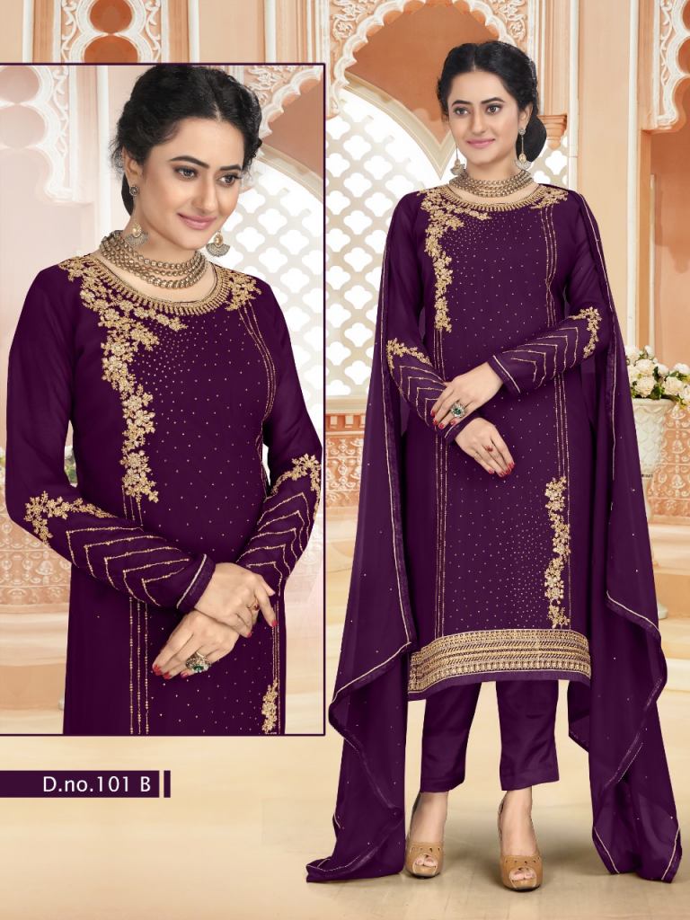 Rudra 101 Series Faux Georgette Designer Salwar Suits Catalog