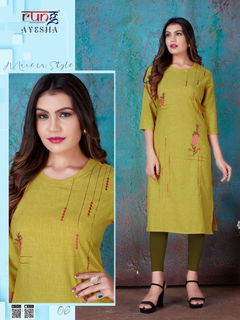 Rung Ayesha Designer Rayon Embroidery Kurti  catalog 