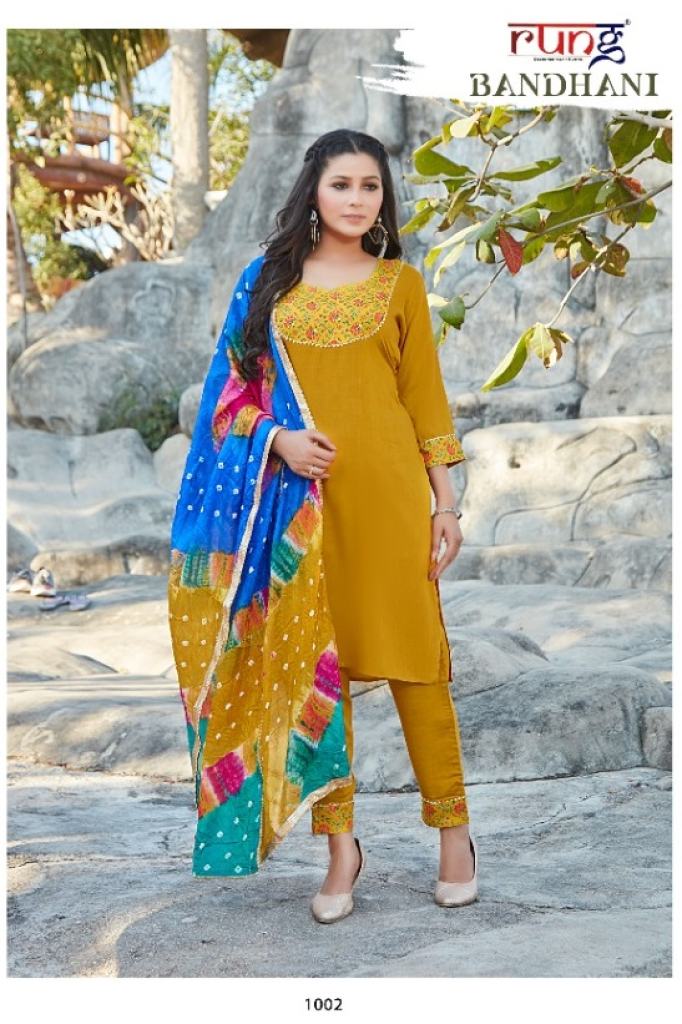 Rung Bandhani Catalog Casual Wear Readymade Top Pent With Dupatta