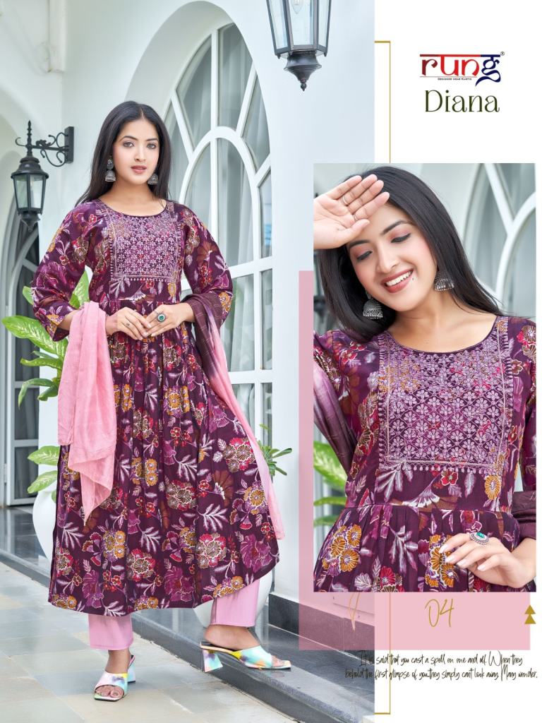 Rung Daina Festive Wear Modal Silk Kurti Pant With Dupatta