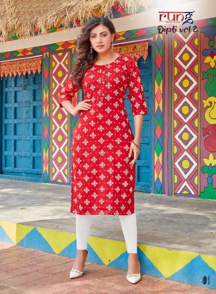 Rung Dipti  vol 2 catalog  Heavy Slub Casual Wear Printed Kurti 