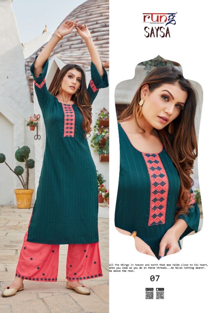 Rung Saysa Rayon Fancy Kurti With Bottom catalog 