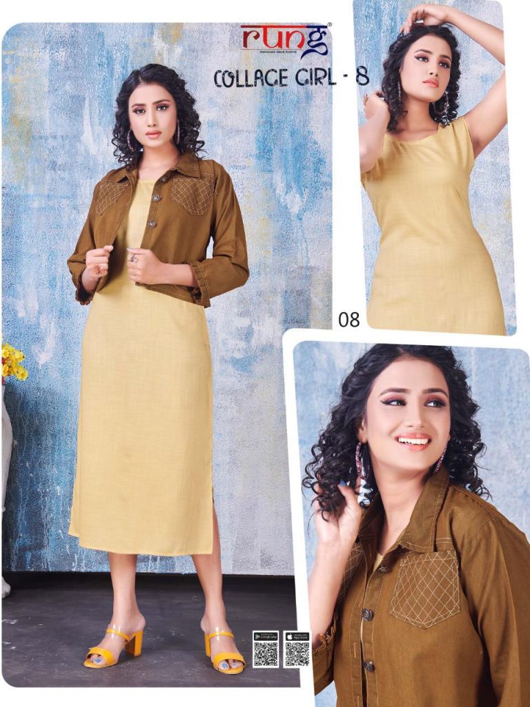 Aradhna Glam Girl Vol 8 Two Tone Rayon Kurtis Best Rate Wholesaler Surat