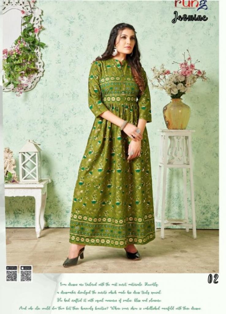 Rung presents Jasmine Gold Print Long Kurtis Collection