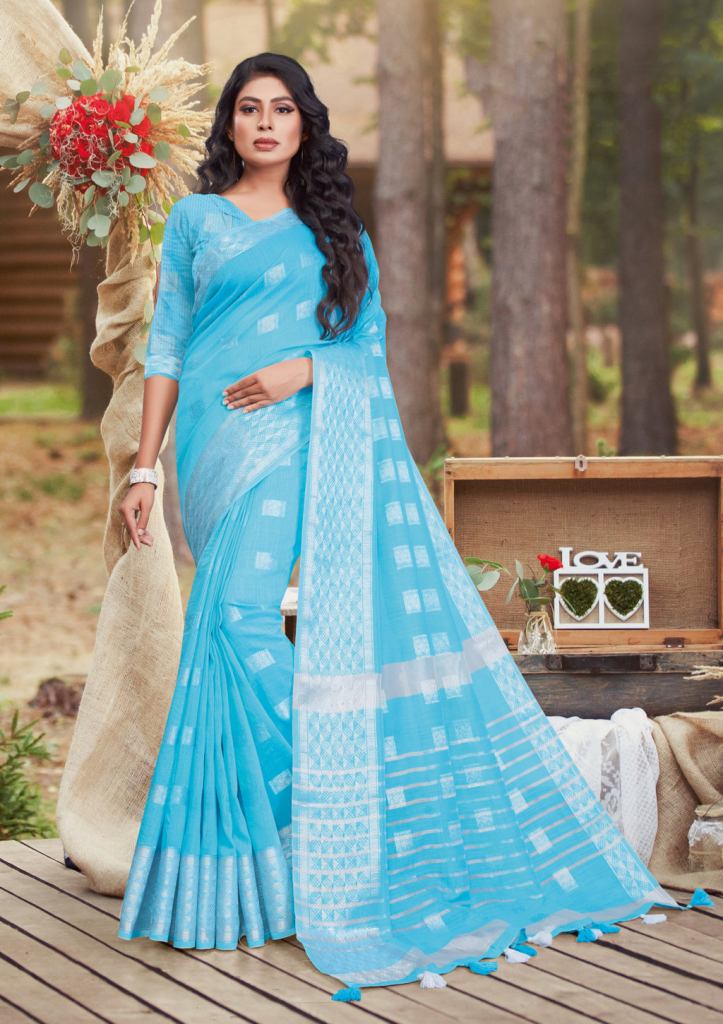 Sangam Presents Bluechery Linen Sarees Collection