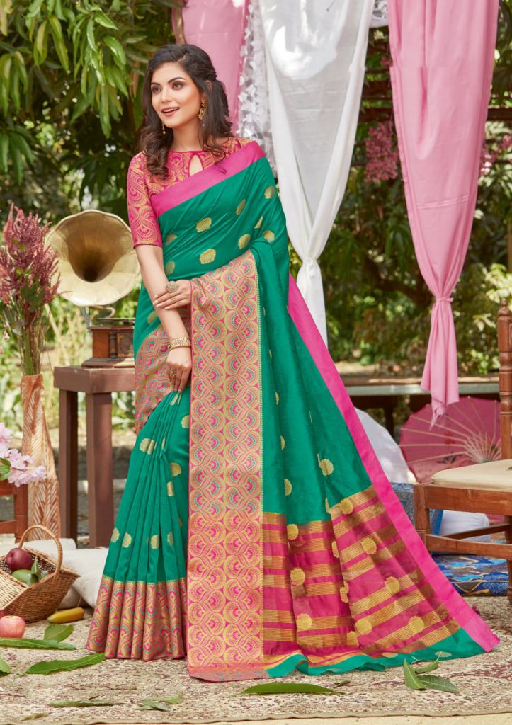 Sangam  Kitkat Crystal Silk Saree With Zari Weaving