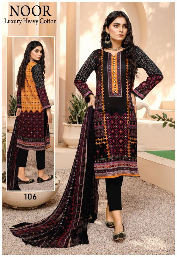 Saadia Asad Noor Luxury Heavy Cotton printed Karachi cotton Dress Material