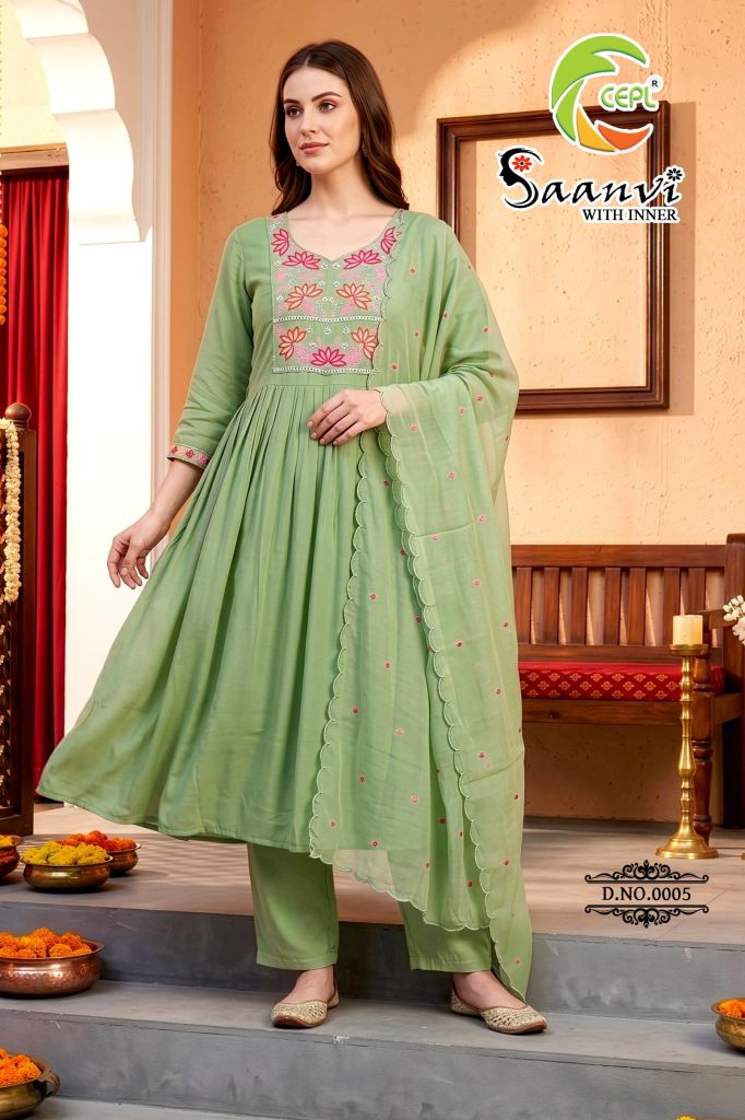 Saanvi Vol 8 Straight Embroidery Kurti Set