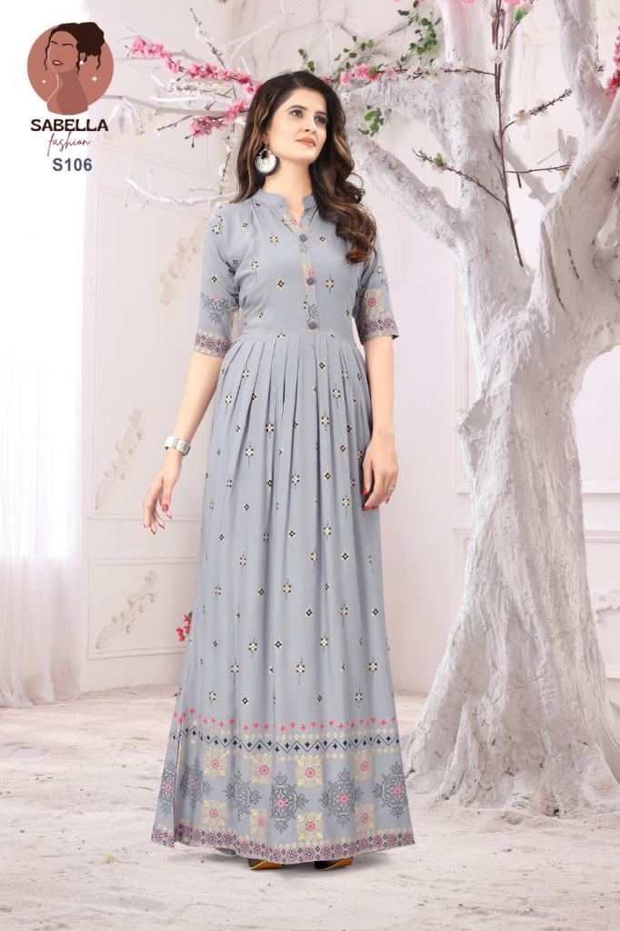 Sabella Fashion Saheri Gown style  Manufacturer wholesale Designer kurti catalog 
