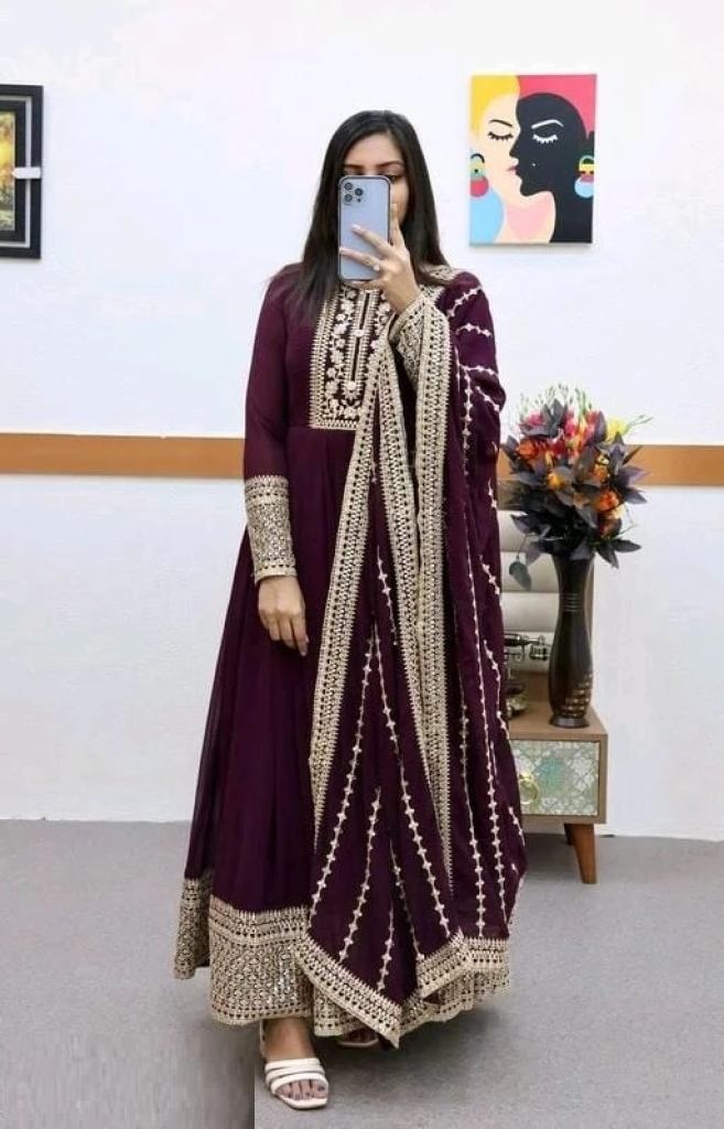 Saheli Coding sequence Embroidery Gown With Dupatta Set
