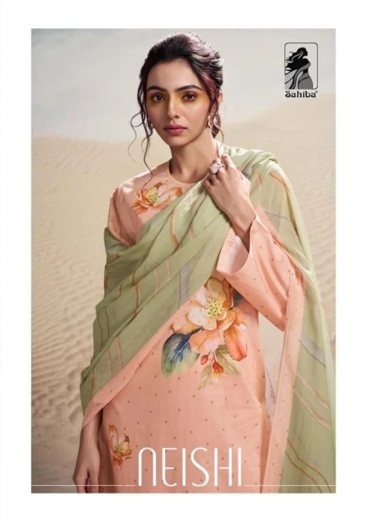 Sahiba Neishi Lawn Cotton Printed Dress Material 