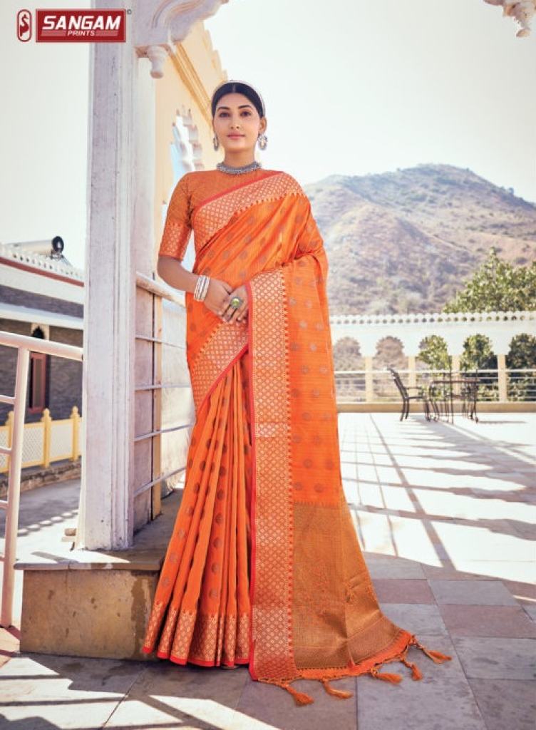 Sangam Aahana Silk Catalog Stylish Ethnic Wear Banarasi Silk Sarees 