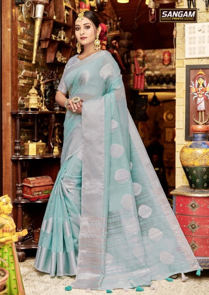 Sangam Presents Blueberry Linen Sarees collection 