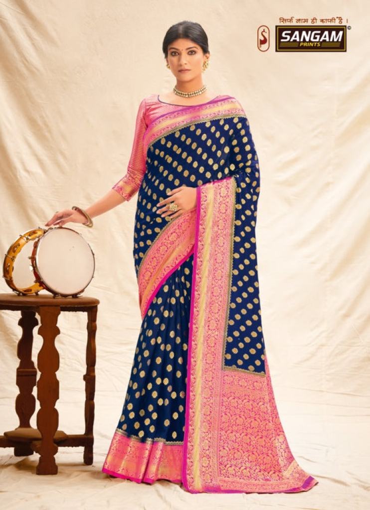Sangam Kanchipattu Silk Festive Wear Banarasi Saree Catalog 