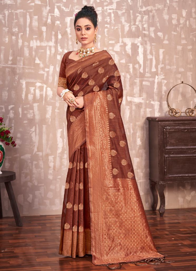 Sangam Kesariya Designer Cotton Silk Saree Collection