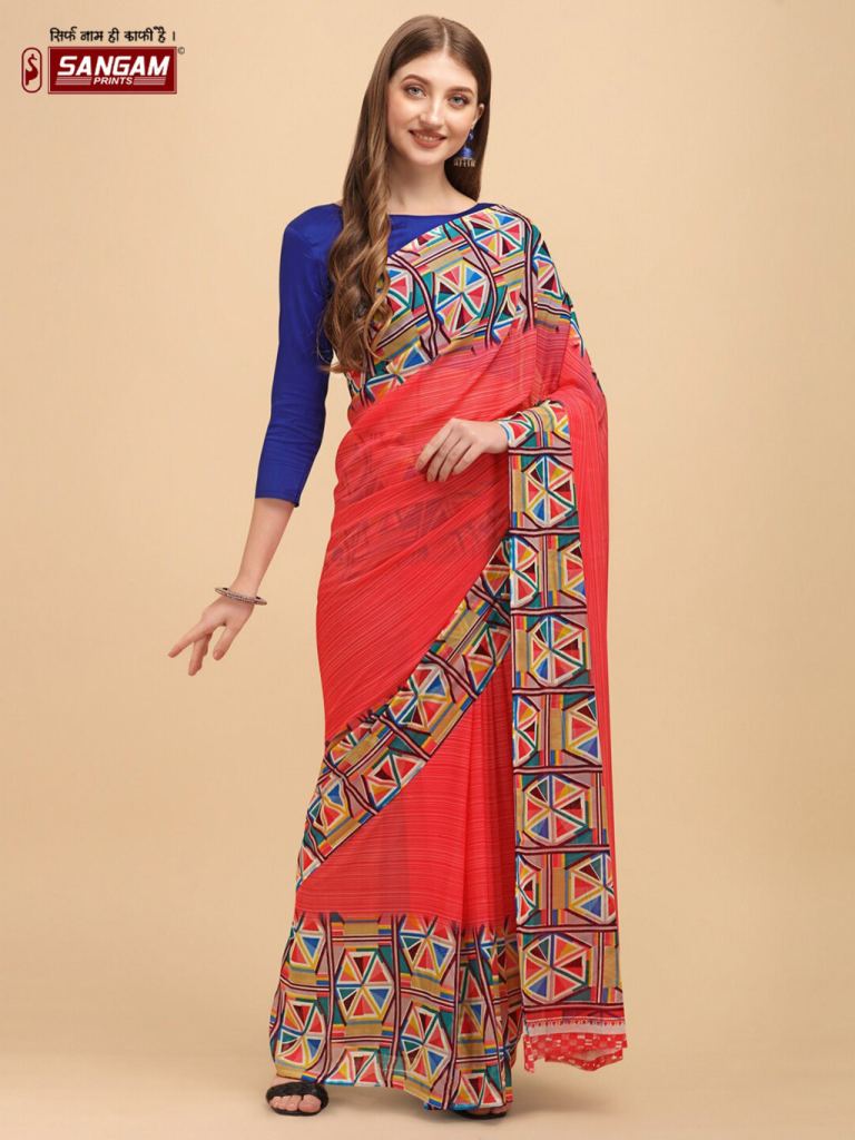 Sangam Lashkara Georgette Reniyal Printed Saree