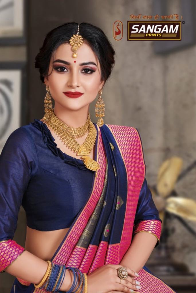 Sangam Presents Sanskruti Crystal Silk Sarees collection  	