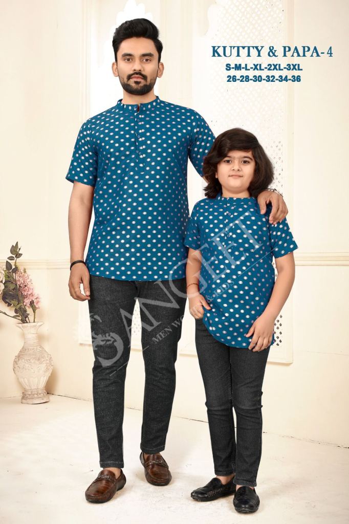 Sangeet Kutty &papa vol 4 Father & Son Ruby Cotton Short kurta  collection 