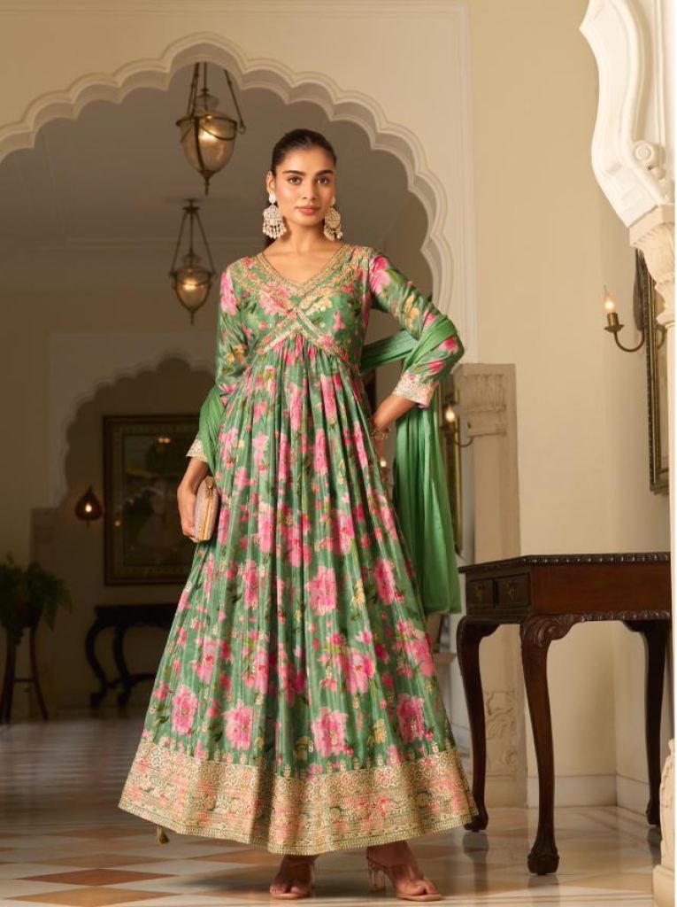 Sanika Jagmag Designer Gown With Dupatta