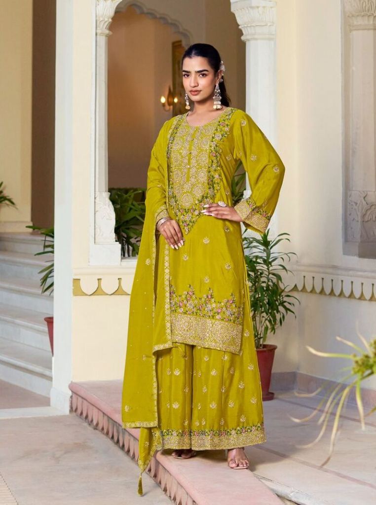 Sanika Shanaya Embroidered Work Top Plazzo And Dupatta