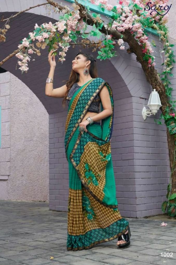 Saroj Aasma Georgette Renial Printed Saree Catalog 