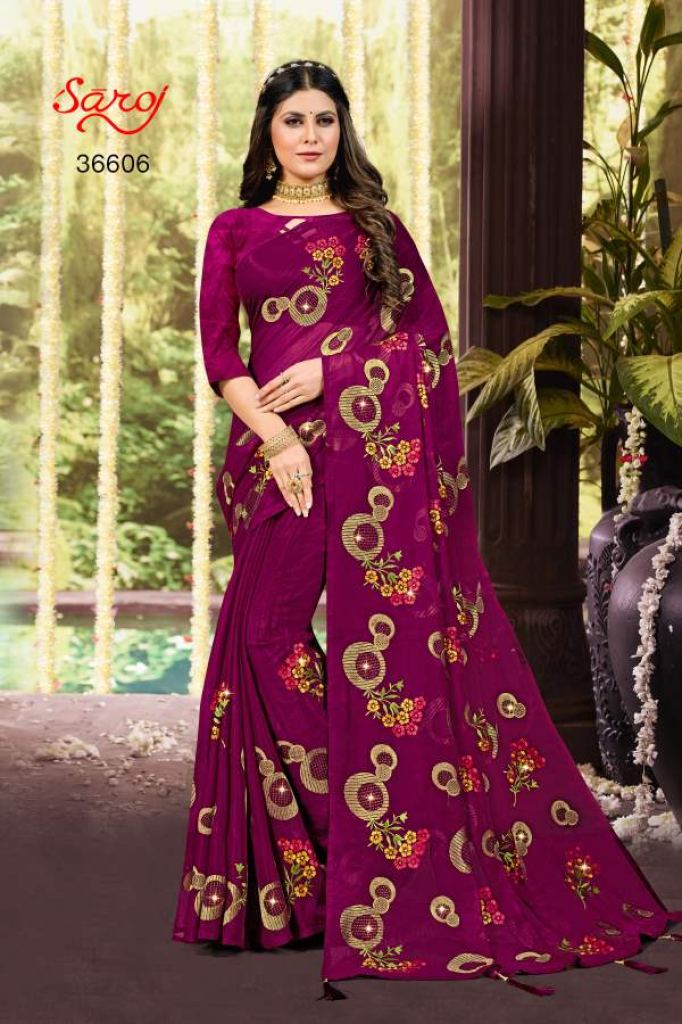 Saroj Ashwini Designer Embroidery Saree Collection