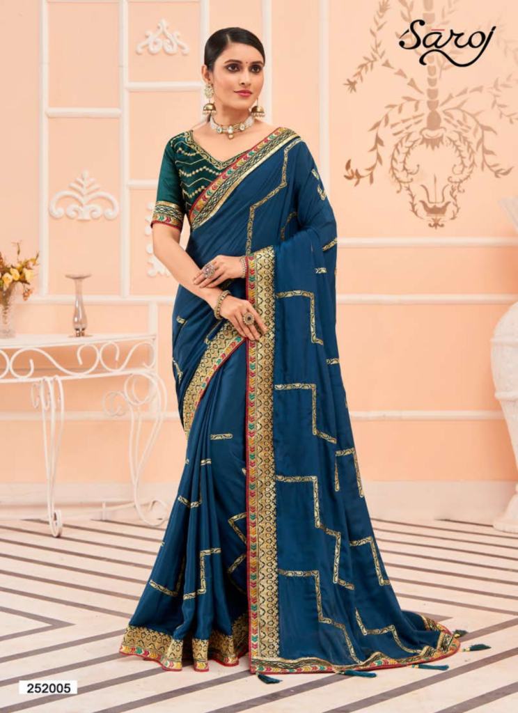 Saroj Cherry Silk Embroidery Designer Saree Collection