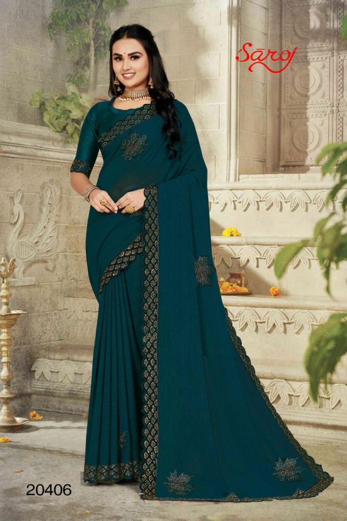 Saroj Ekansha Zomato Swarovski Butta Designer Saree  Buy wholesale sarees  collection 