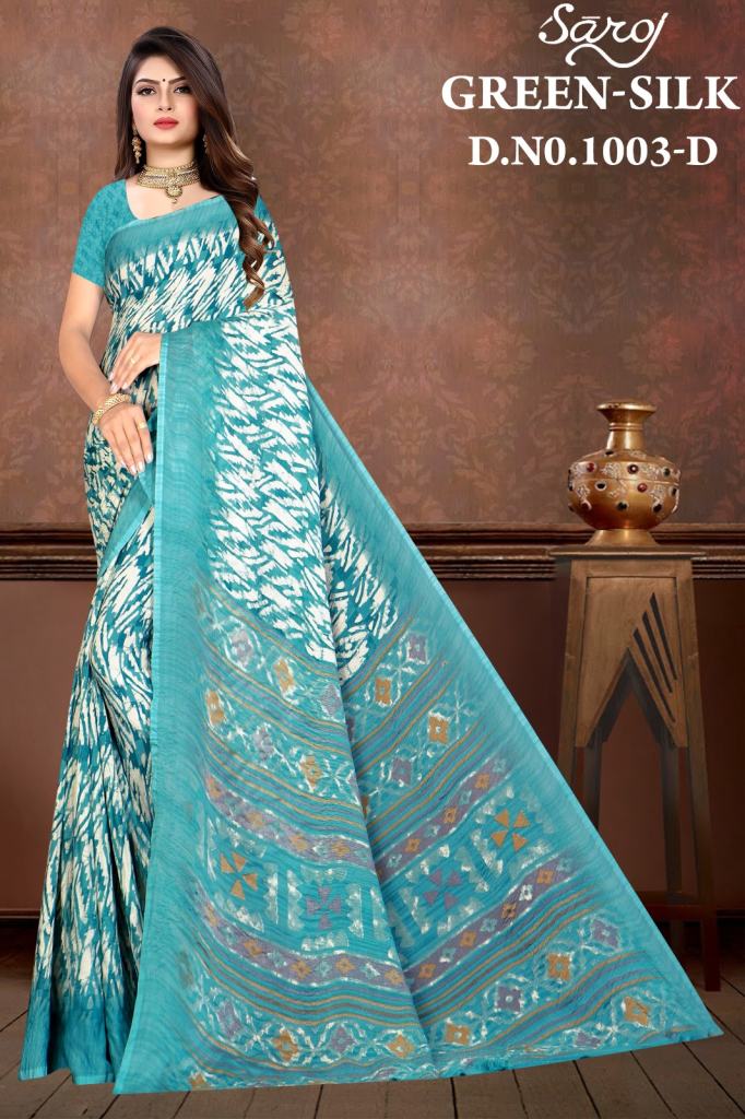 Saroj Green Silk 3 Regular Wear Printed Chiffon Saree Collection