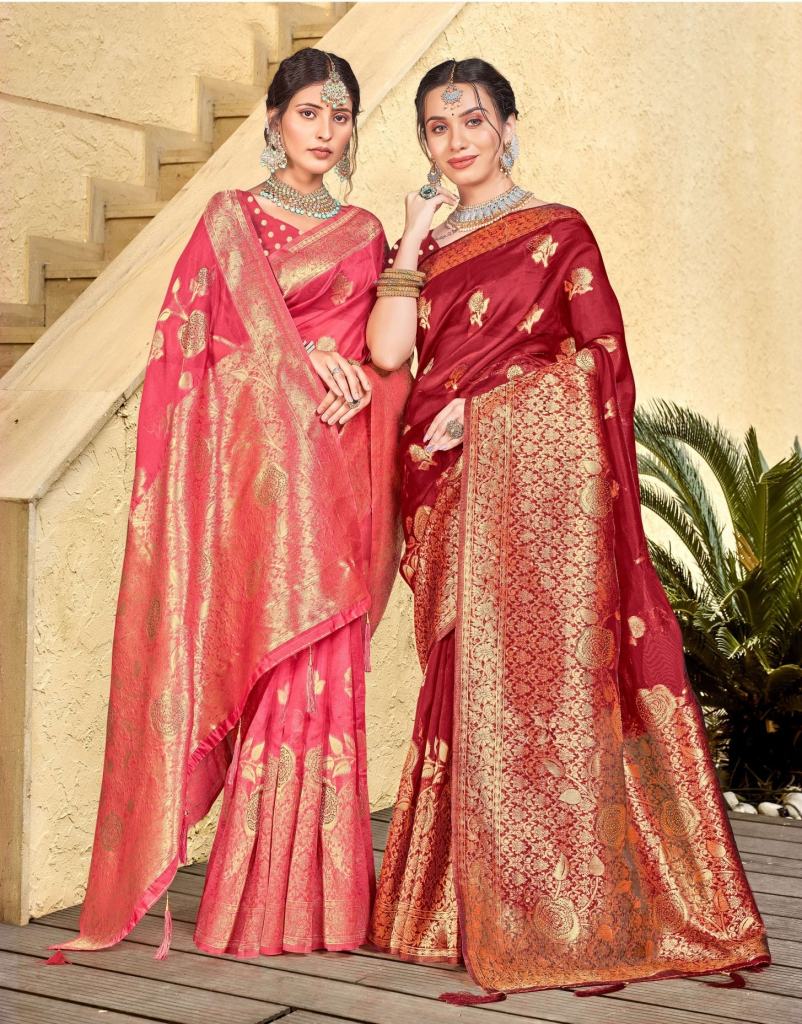 Saroj Kasturba Vol 1 Ethnic Wear Organza Swarovski Designer Saree 