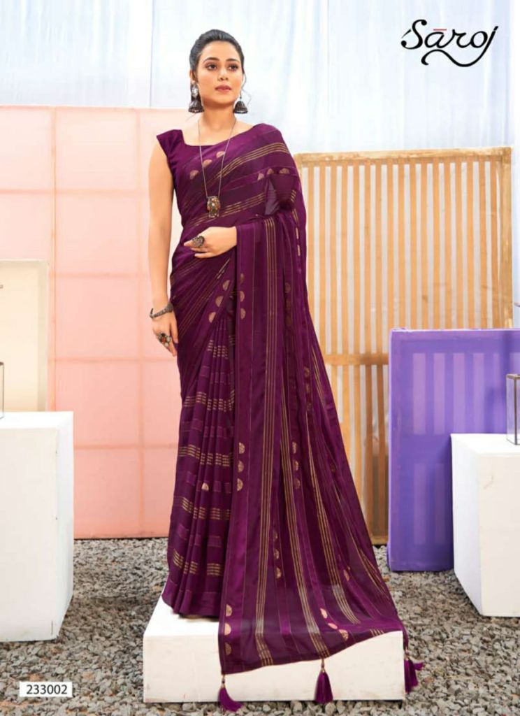 Saroj Marina Casual Wear Weightless Georgette Saree Catalog