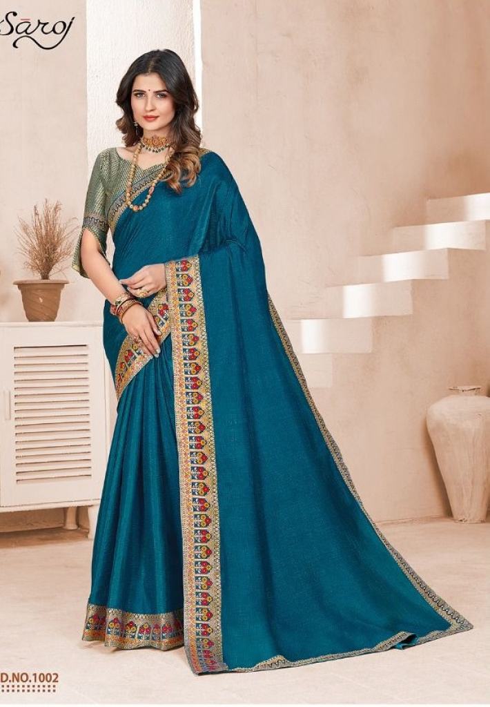 Saroj Milaan Festive Wear Vichitra Silk Saree Catalog 