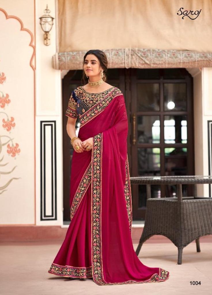 Saroj Nancy Silk Festive Wear Embroidery Work Saree Catalog 