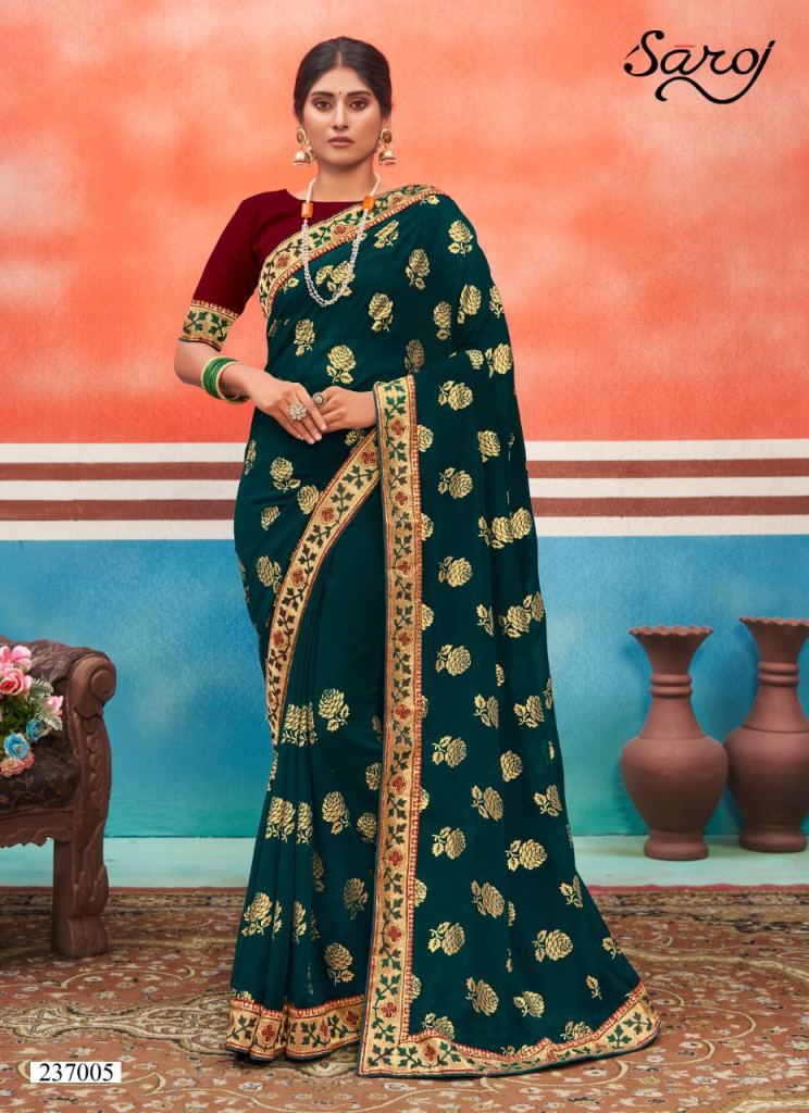 Saroj Panch Ratna Casual Wear Georgette Saree Catalog 