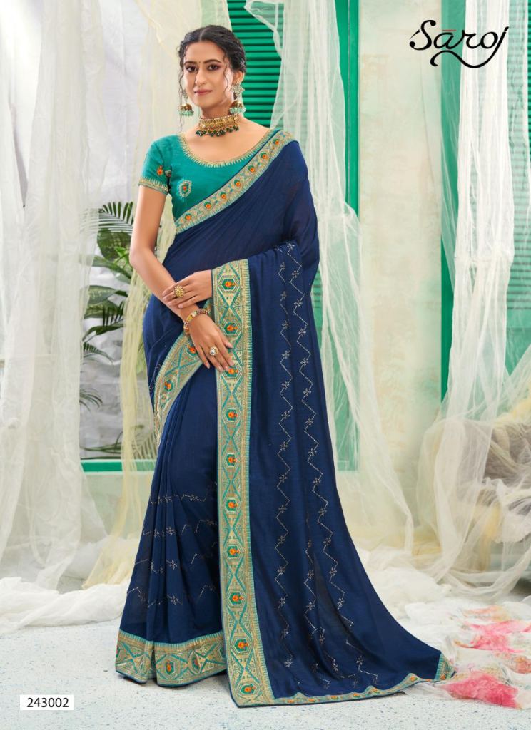 Saroj Surili Catalog Designer Wear Vichitra Silk Sarees 