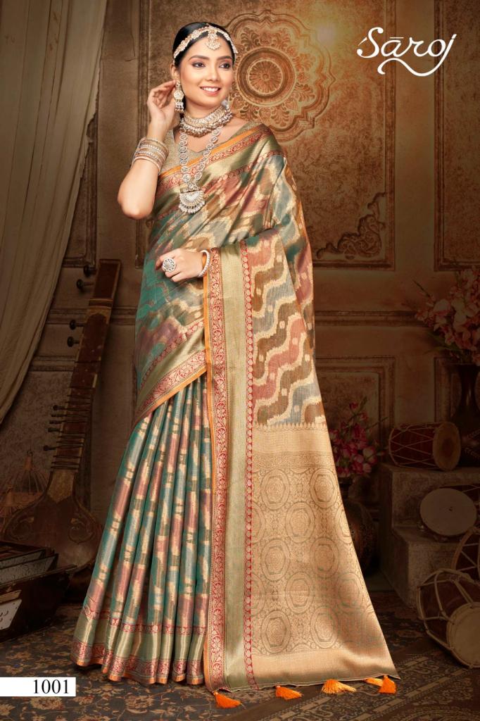 Saroj Swarn Mahotsav Vol 1 Festive Wear Soft Organza Multicolor Saree Collection