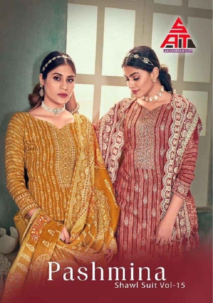 Sat Pashmina Vol 15 Designer Dress Material With Shawl