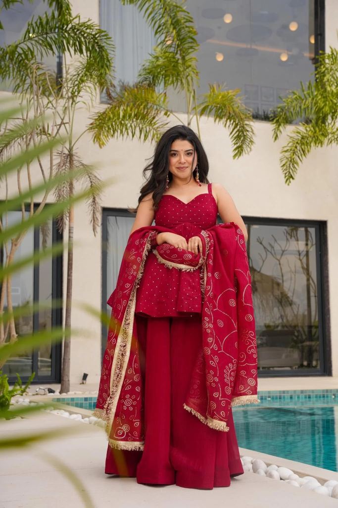 Satrutvi 01 Embroidery Kurti With Sharara Dupatta